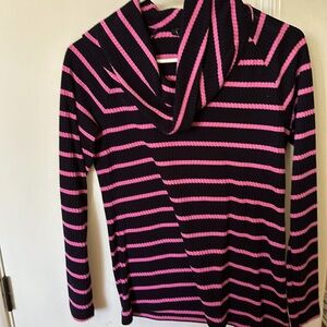Talbot cowl neck striped waffle shirt